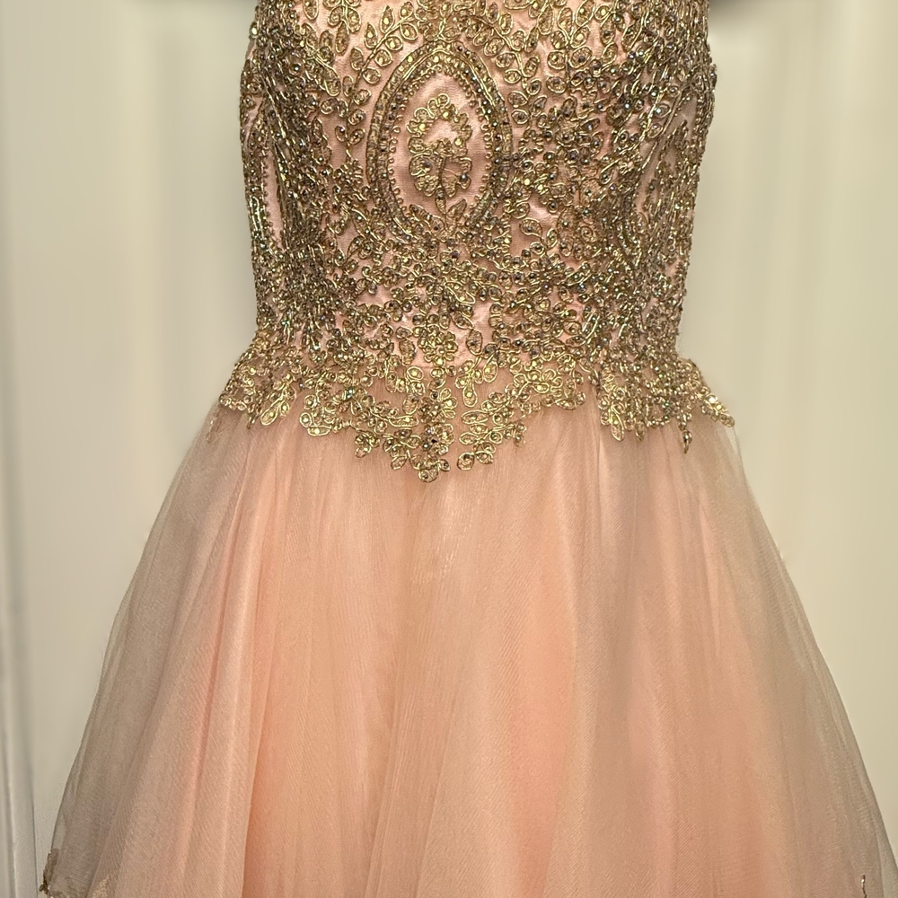 Gold and Pink A-line Sweetheart Prom Dress